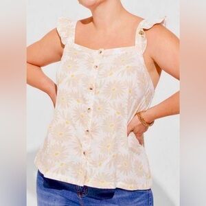 Torrid Dasy Daydream Gauze Ruffle Button Front Tank Top